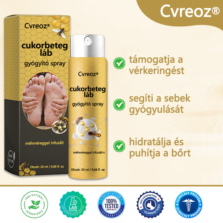 Cvreoz® méhméreg gyógyító spray a sebek gyógyulására és regenerálására a kezeken és a lábakon⭐️